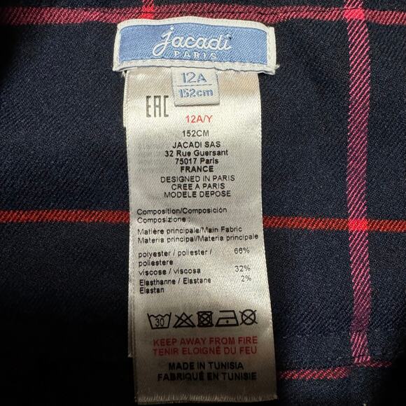 Jacadi Girls Tartan Pleated Skirt Navy Red Pink Plaid Buttons Size 12A/152CM - Picture 9 of 9